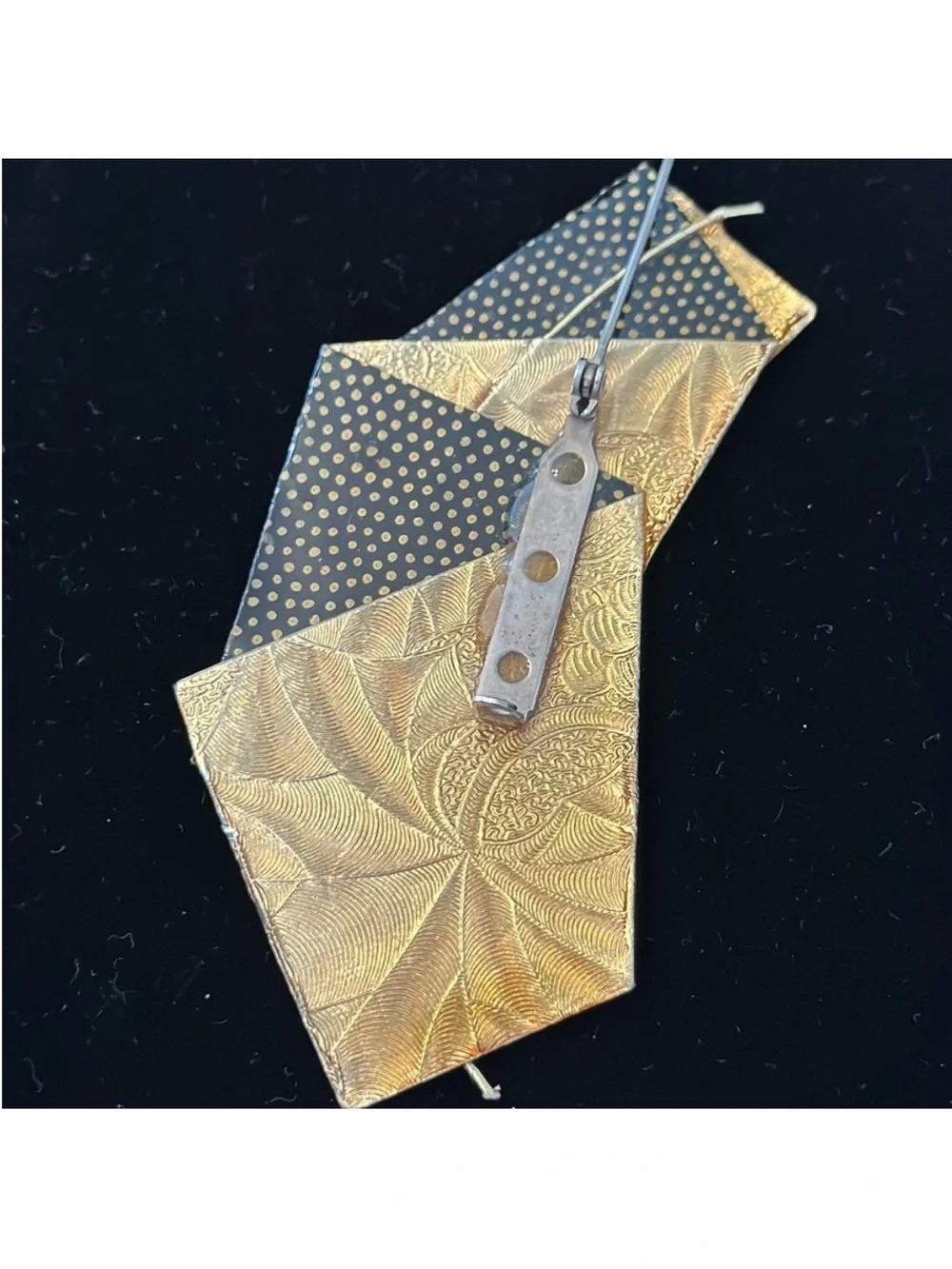 Handcrafted Black and Gold Geometric Statement Pin